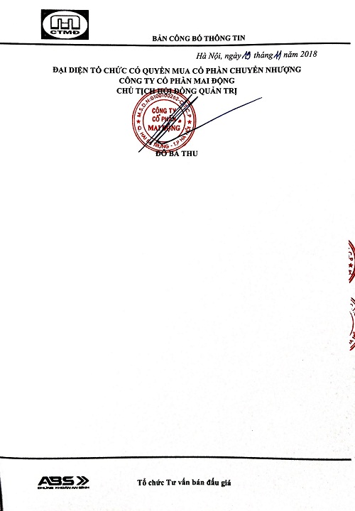 Việc chuyển nhượng quyền mua cổ phần của UBND TP Hà Nội tại Công ty CP Mai Động